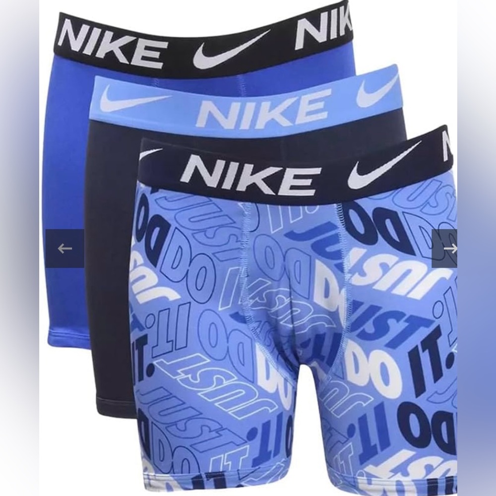 Nike Big Kids Dri-FIT Boxer Briefs 3-Pack NWT Blue Performance Athletic Underwea